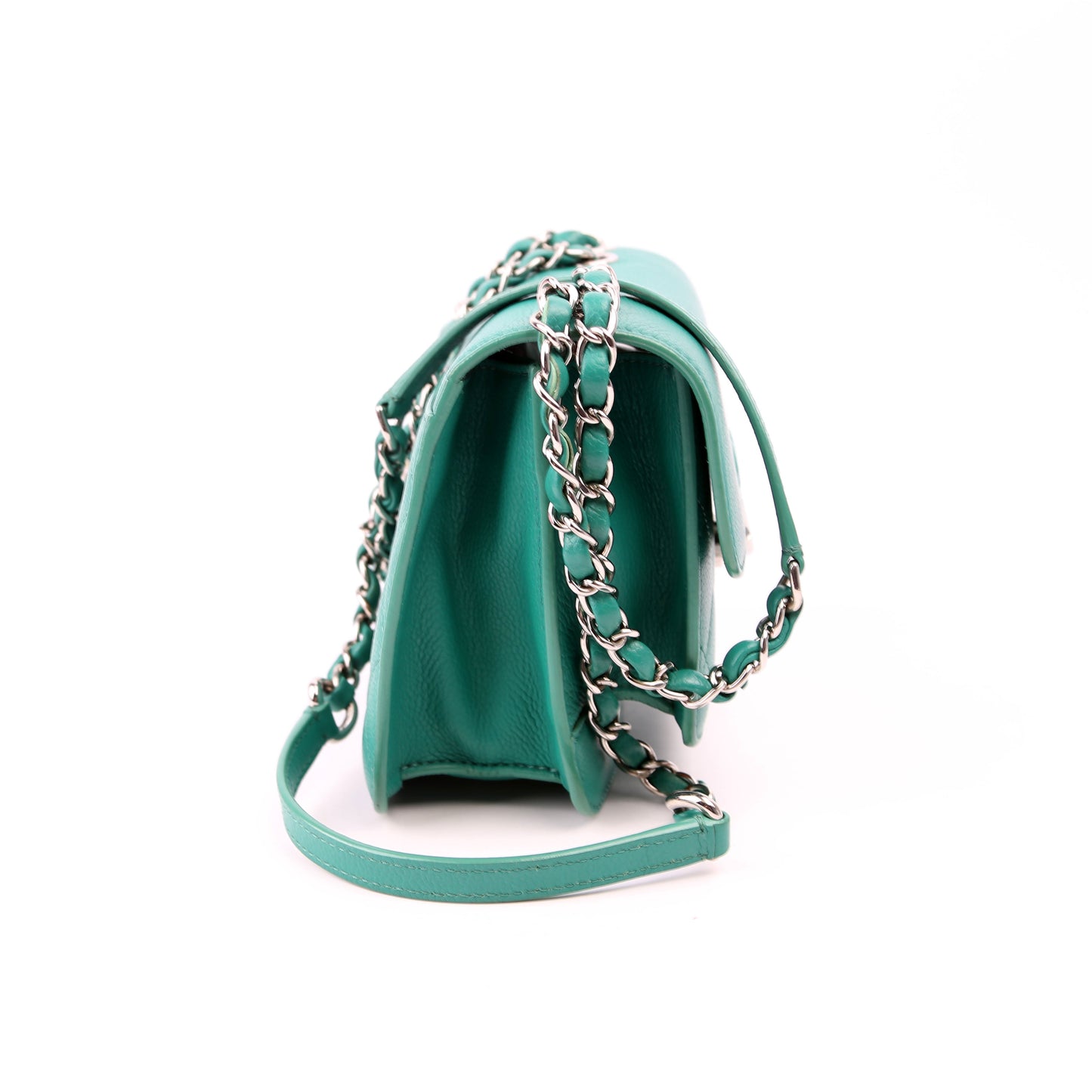 Chanel CC Box Flap Small Quilted Caviar 23M Green Bag
