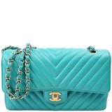 Chanel Classic Flap Medium Chevron Lambskin 23M Teal Bag