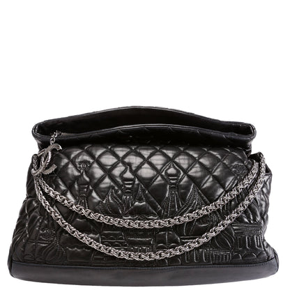 Chanel Paris-Moscow Red Square Kremlin Fold-Over Large Lambskin 12M Black Bag