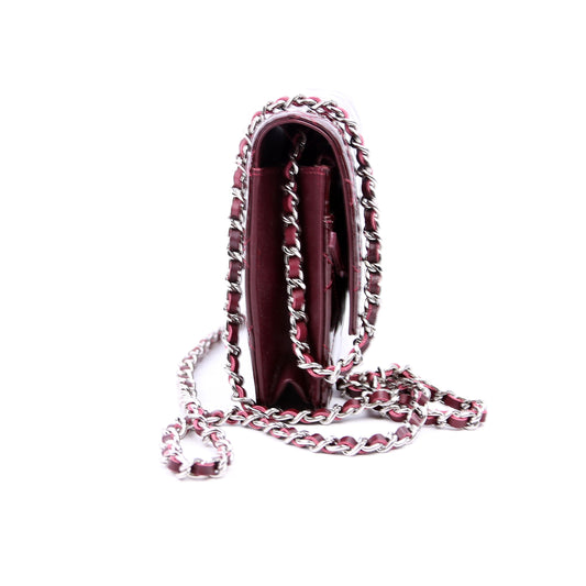 Chanel Classic Quilted Clutch Patent 18M Burgundy Bag