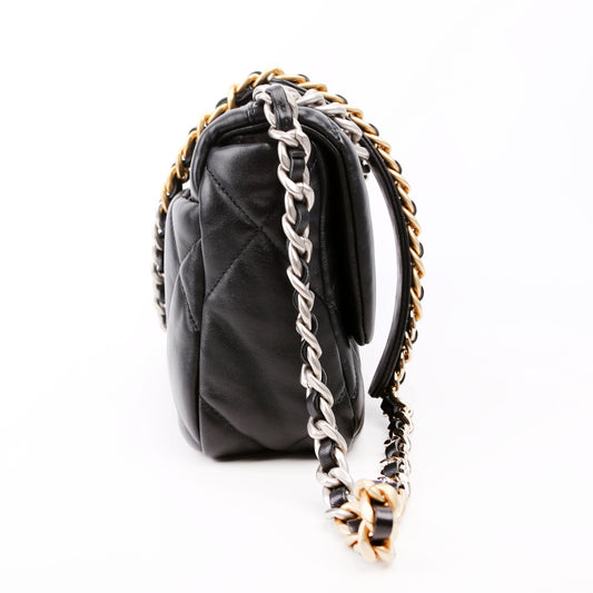 Chanel Quilted Goatskin 19 Medium Flap RFID Black Bag
