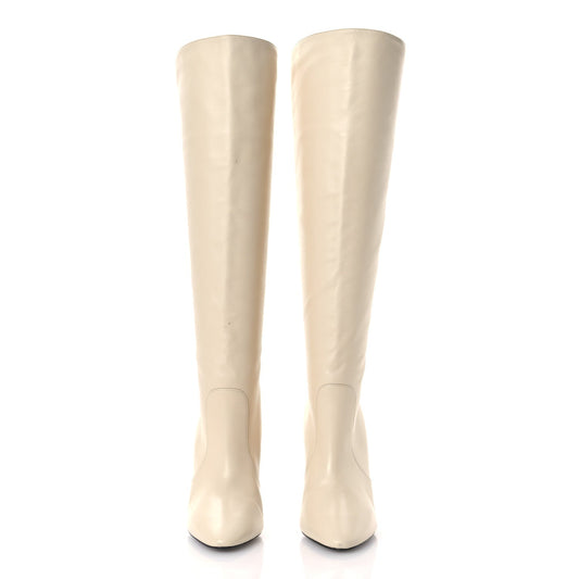 Saint Laurent Lambskin Koller 110 Tall Boots 40 Real Beige