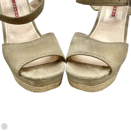 Sandals Luxury Designer By Prada In Beige, Size: 7.5