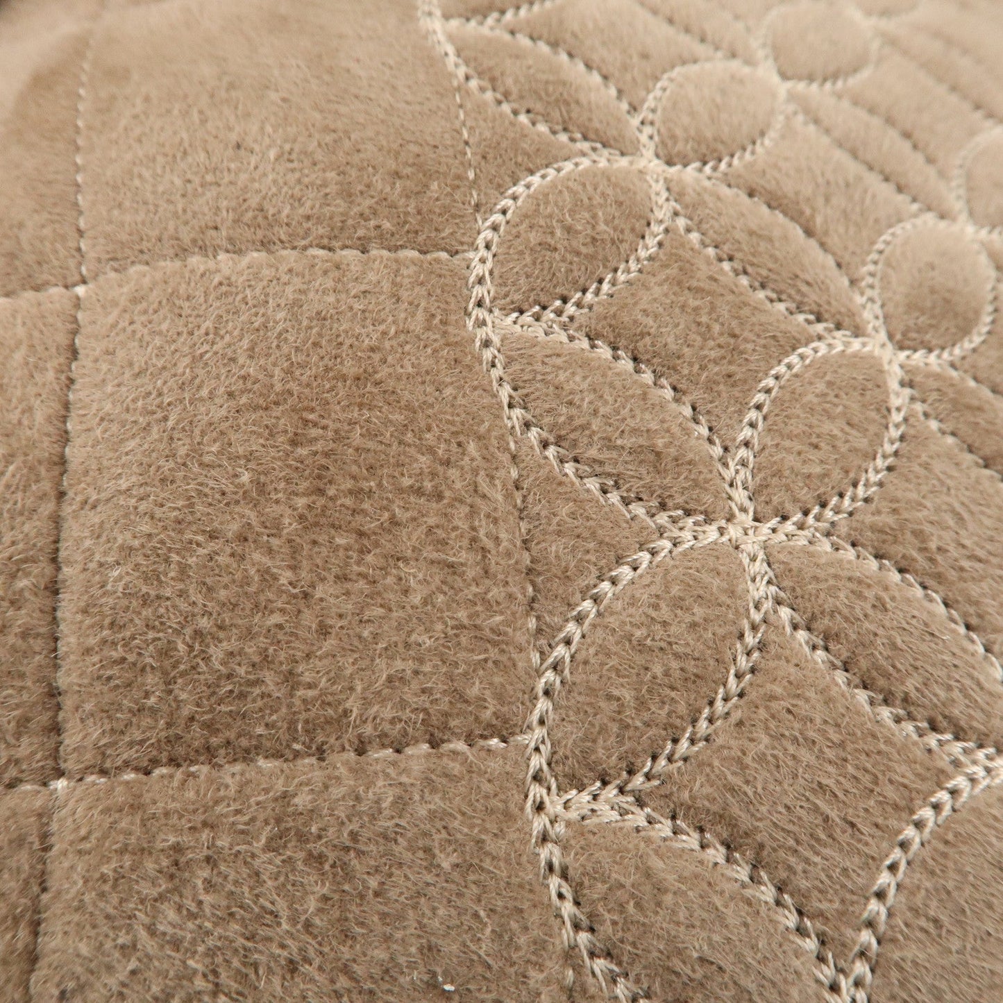 CHANEL Nubuck Fur Leather Shoulder Bag Hand Bag Beige