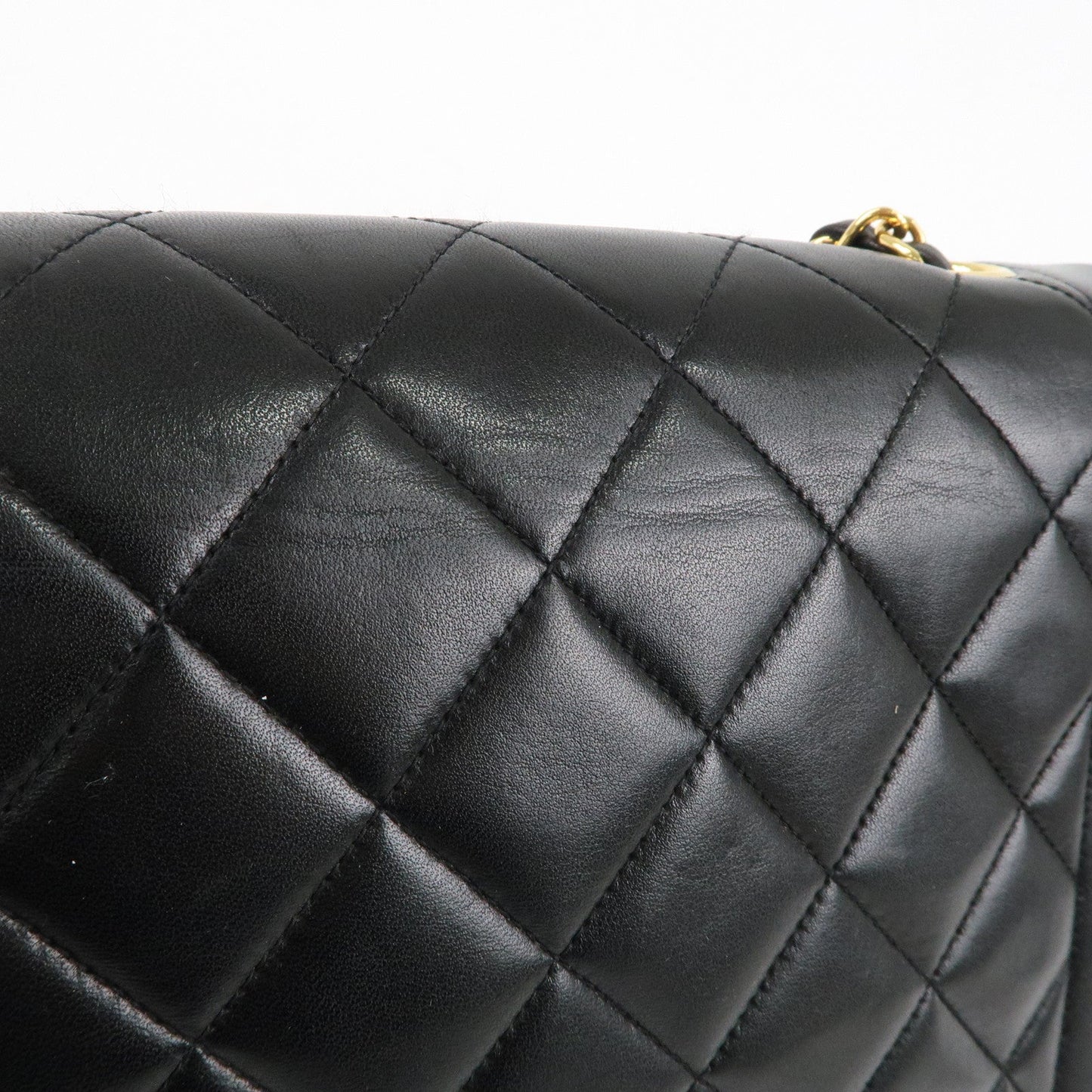 CHANEL Matelasse Lambskin Diana Chain Shoulder Bag Black A01165