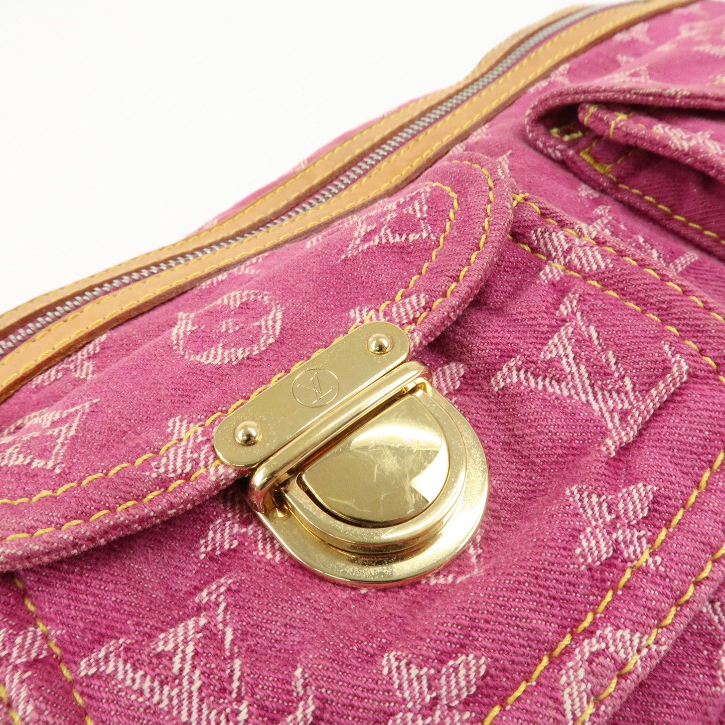 Louis Vuitton Monogram Denim Baggy PM Shoulder Bag Fuchsia M95212