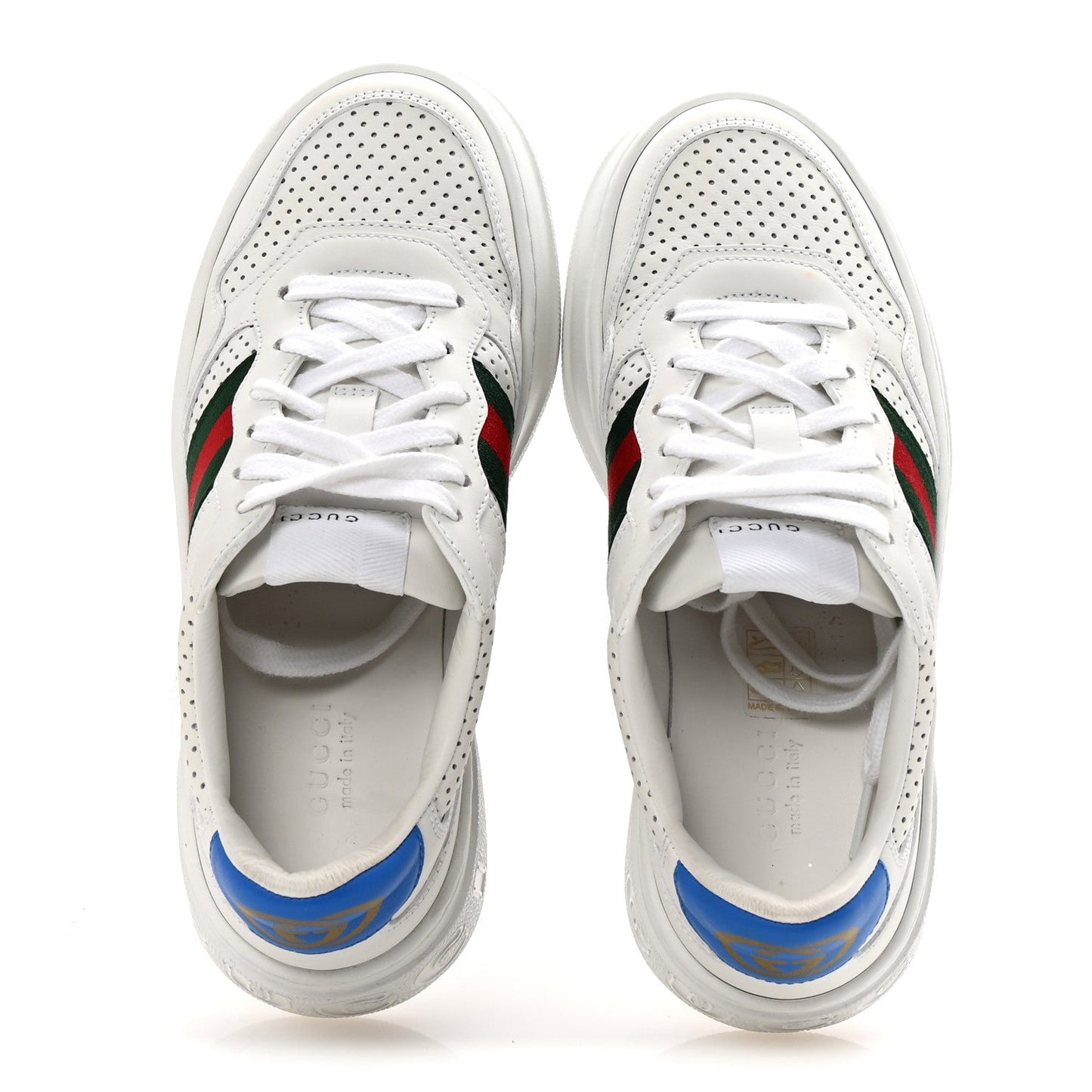 Amelia Calfskin Web Perforated Womens Platform 55mm Sneakers 36 White Bright Splash
