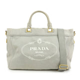 PRADA Canapa Canvas 2Way Bag Hand Bag Shoulder Bag Gray BN2069