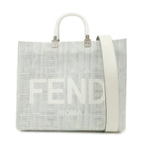 FENDI Leather Sunshine Medium 2Way Tote Bag Hand Bag White 8BH386  d