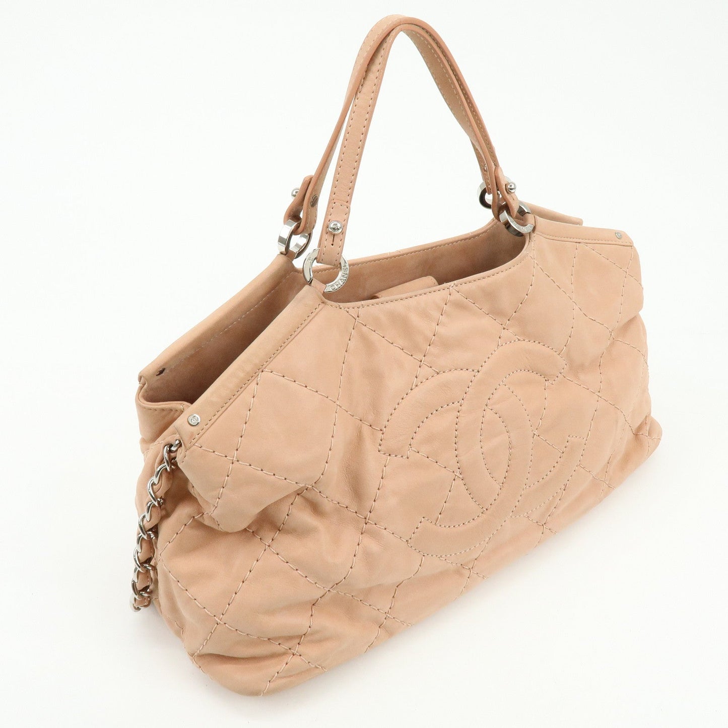 CHANEL Matelasse Sparkle Leather 2Way Shoulder Hand Bag Pink A67045