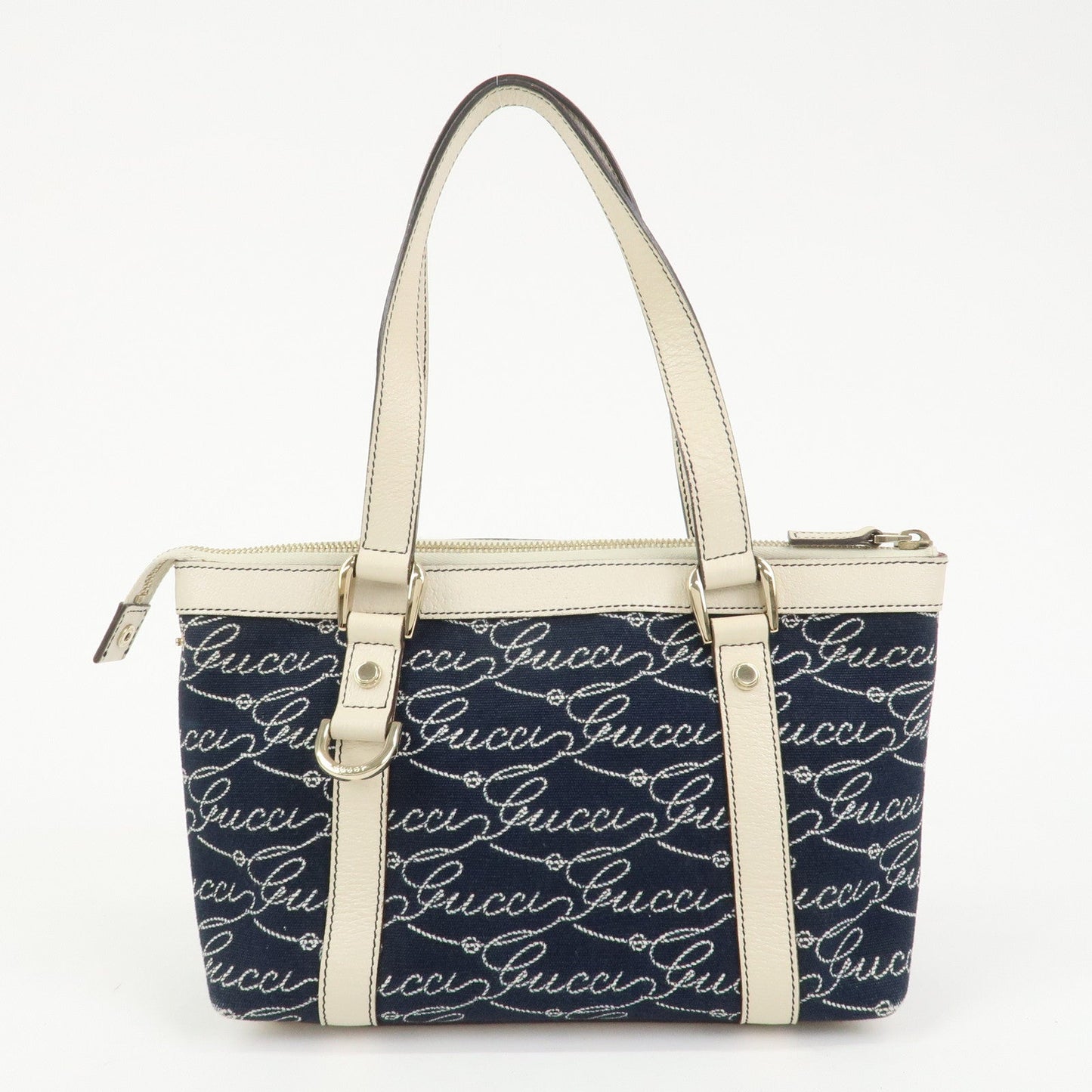GUCCI Abbey Canvas Leather Tote Bag Shoulder Bag Dark Navy 141471