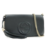 GUCCI SOHO Calf Leather Chain Shoulder Crossbody Bag Black 536224