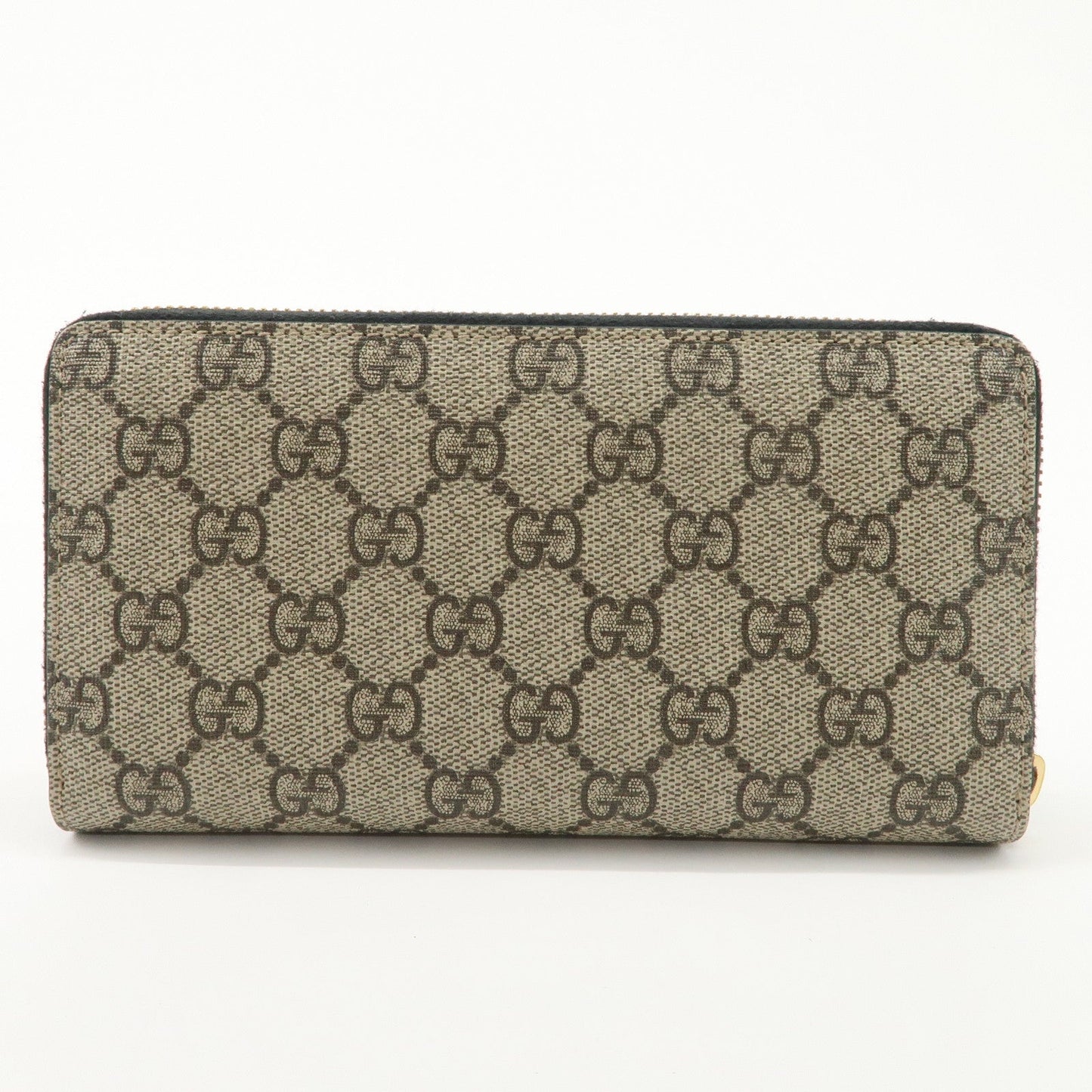 GUCCI GG Supreme Leather Round Zippy Wallet Black Beige 410102  d