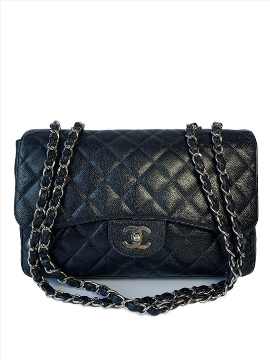 Chanel Classic Flap Jumbo/Large Black Caviar Leather