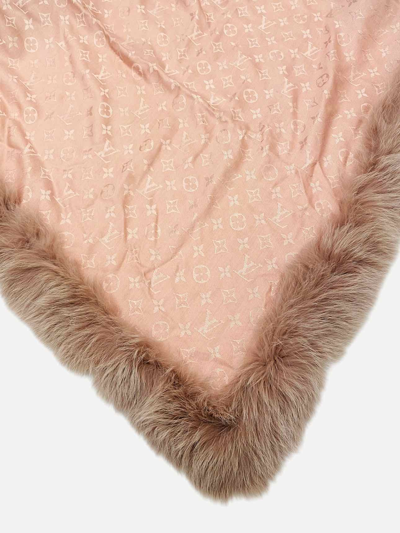 LOUIS VUITTON Pink & Brown Monogram Shawl