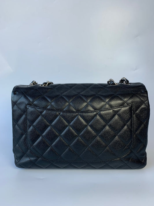 Chanel Classic Flap Jumbo/Large Black Caviar Leather