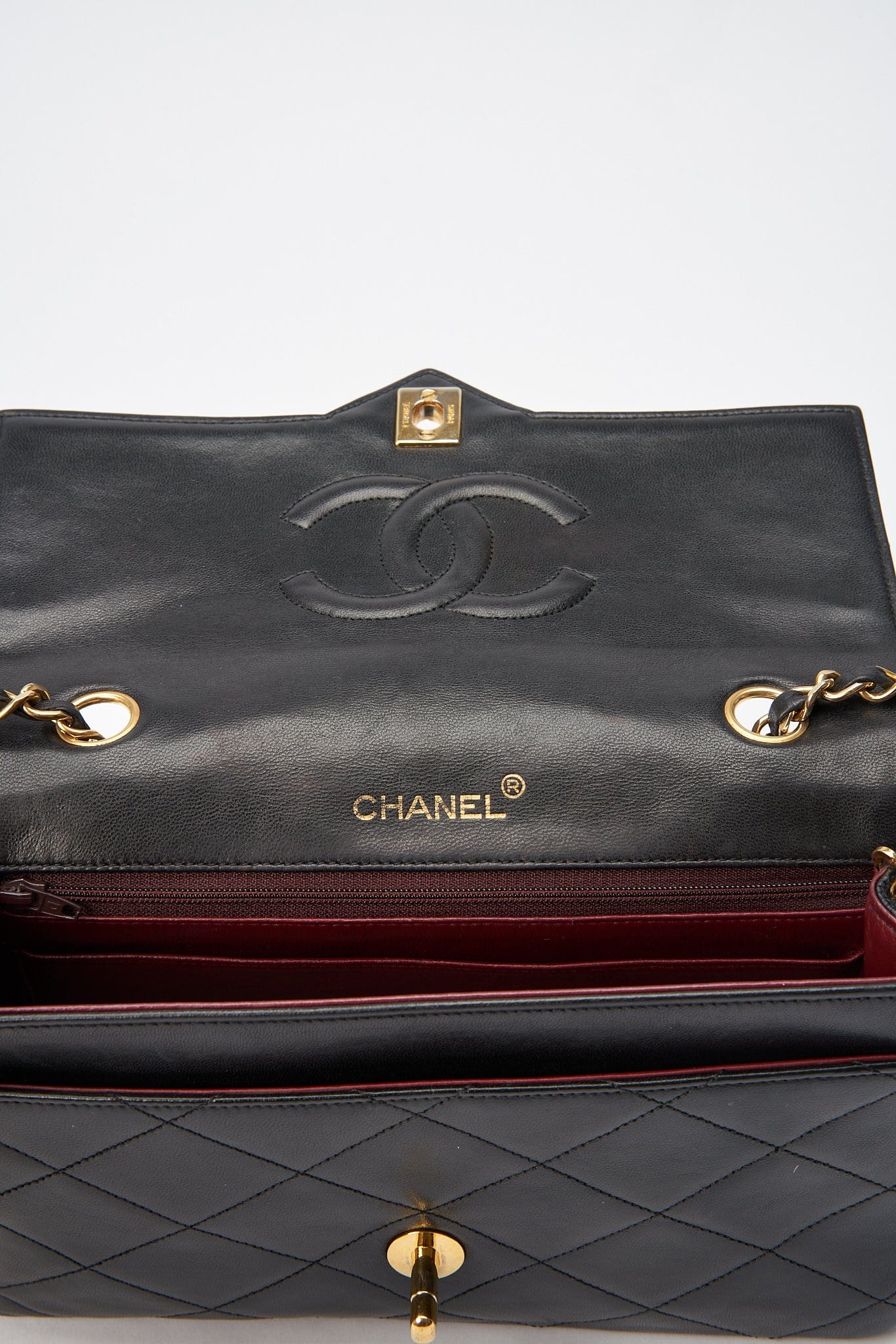 Chanel   Black Single Flap with 24k gold plated hardware and V design