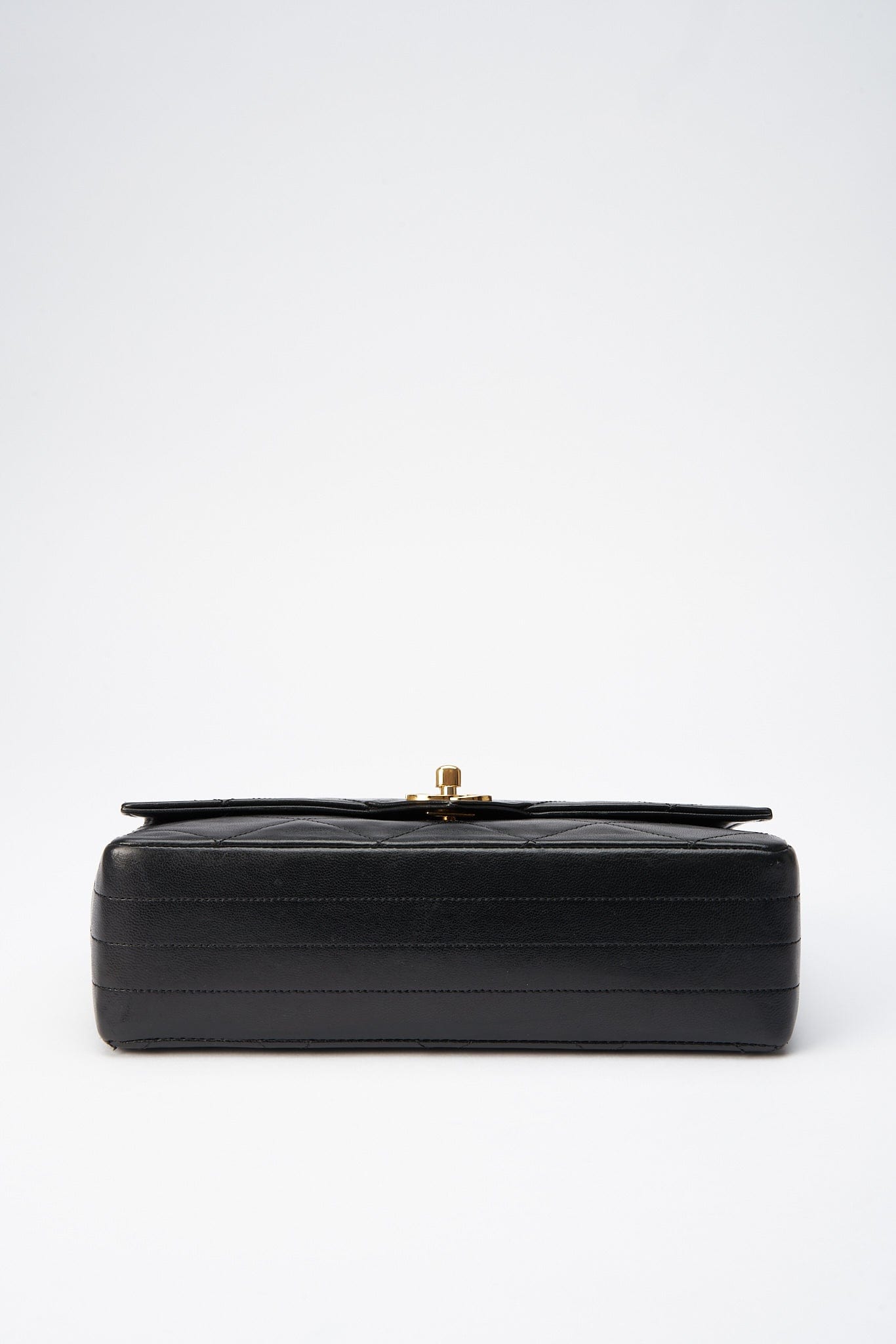Chanel   Black Single Flap with 24k gold plated hardware and V design