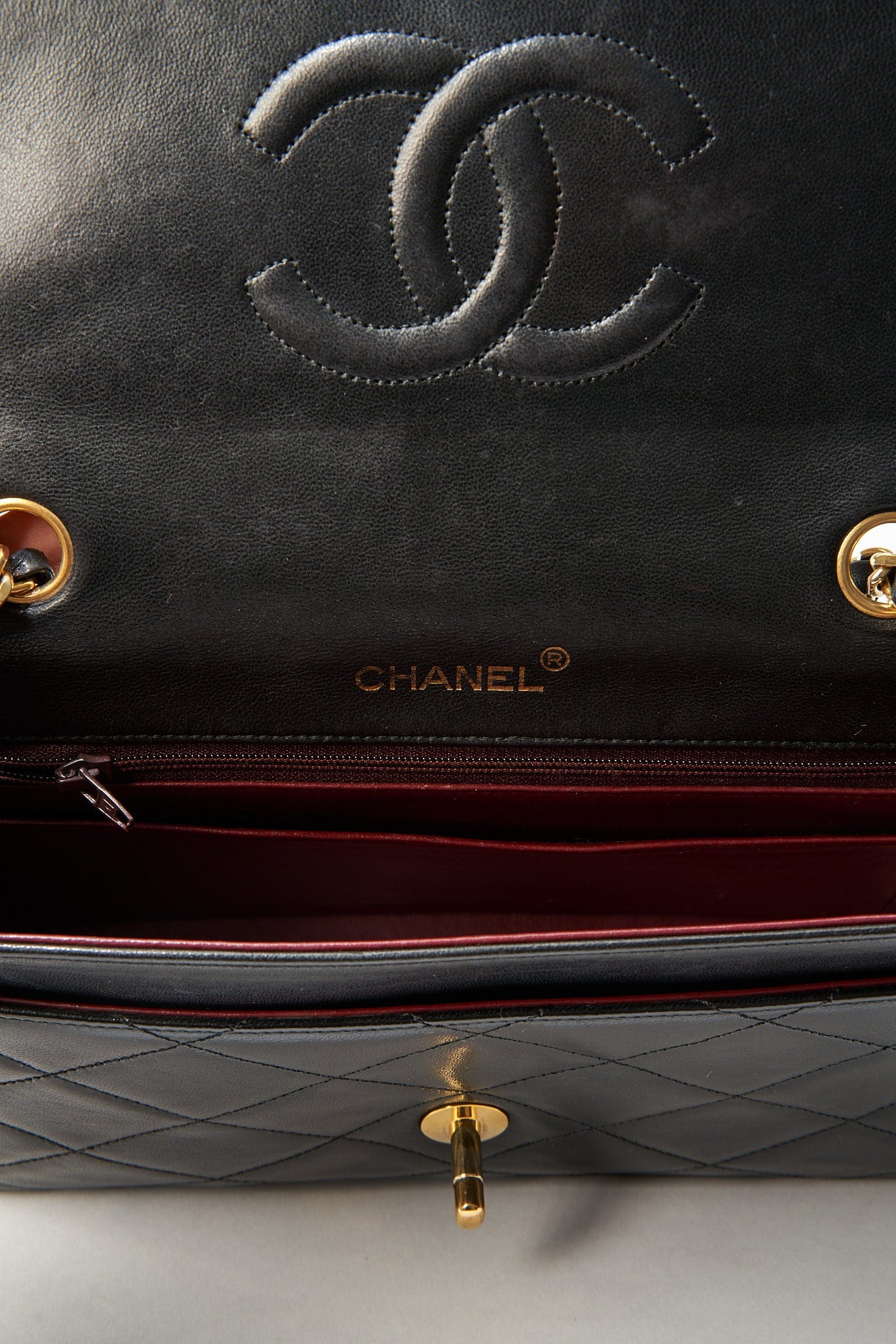 Chanel   Black Single Flap with 24k gold plated hardware and V design