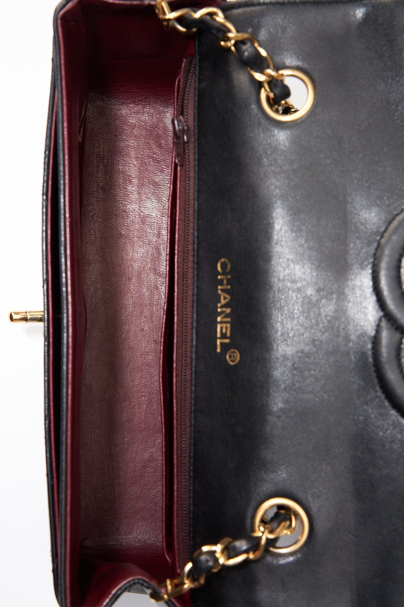 Chanel   Black Single Flap with 24k gold plated hardware and V design