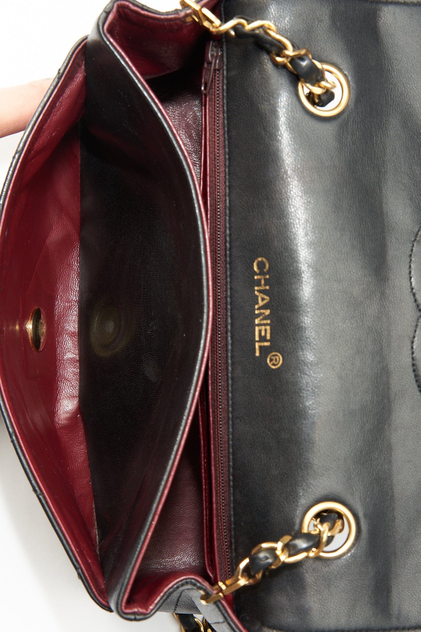 Chanel   Black Single Flap with 24k gold plated hardware and V design