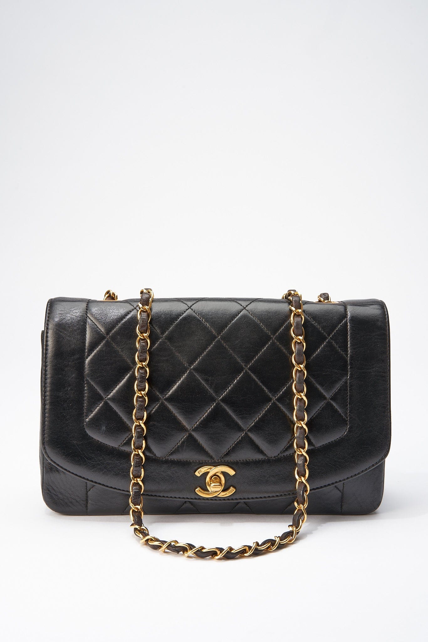 Chanel Diana Black Single Flap with 24k gold plated hardware