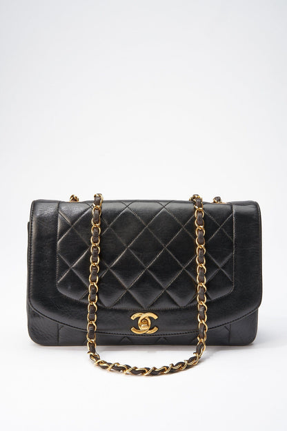 Chanel Diana Black Single Flap with 24k gold plated hardware