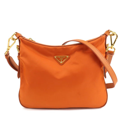 PRADA Triangle Logo Nylon Leather 2Way Shoulder Bag Orange  d