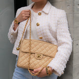 CHANEL  Beige Caviar Pocket Camera Bag Large 92578