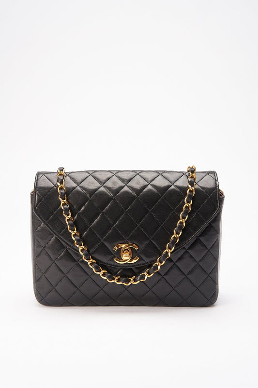 Chanel   Black Single Flap with 24k gold plated hardware