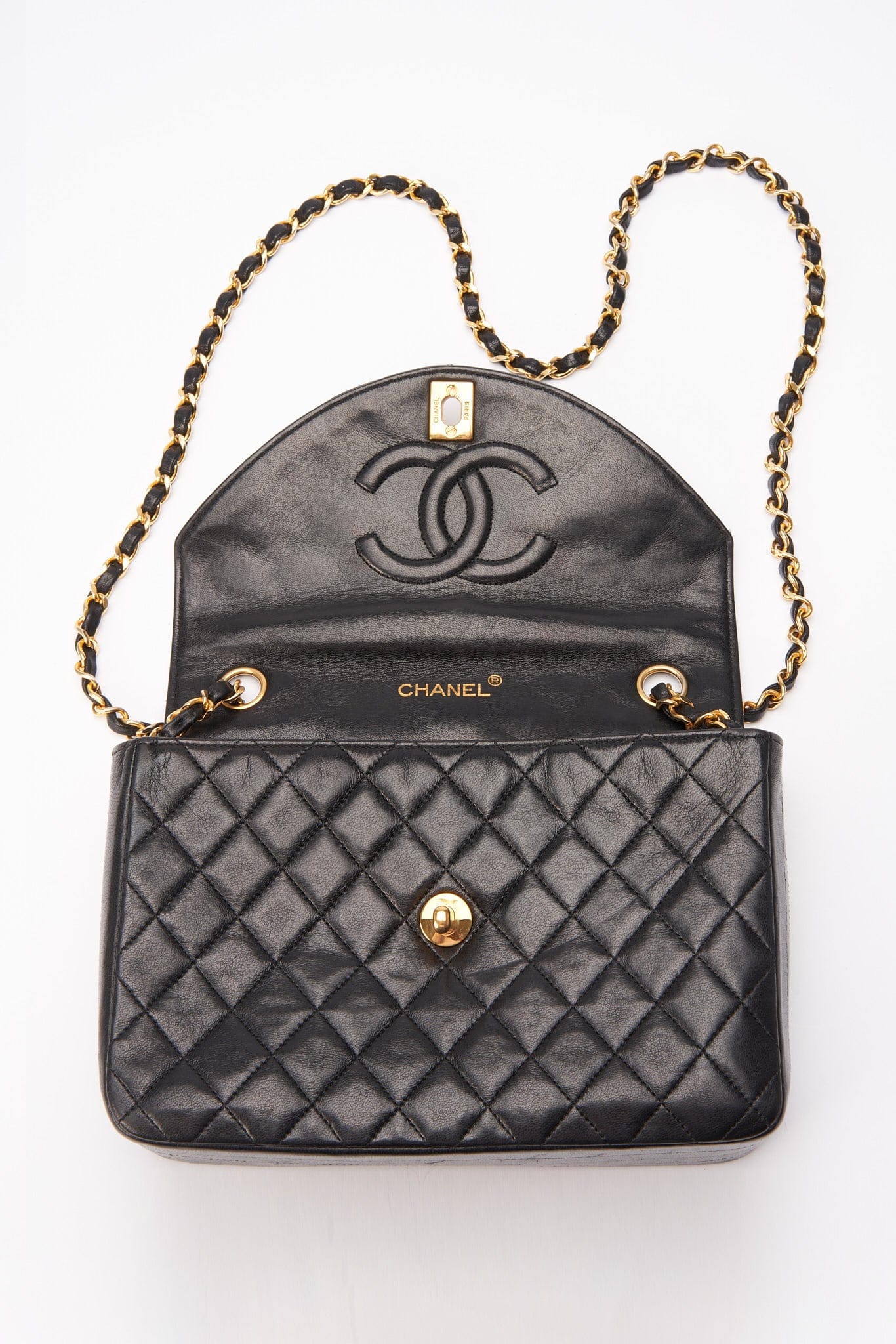 Chanel   Black Single Flap with 24k gold plated hardware
