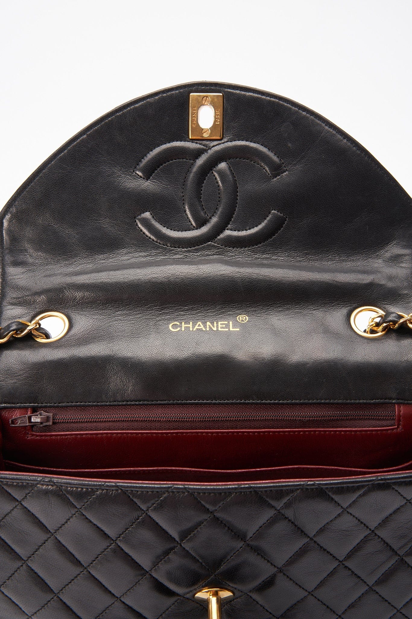 Chanel   Black Single Flap with 24k gold plated hardware