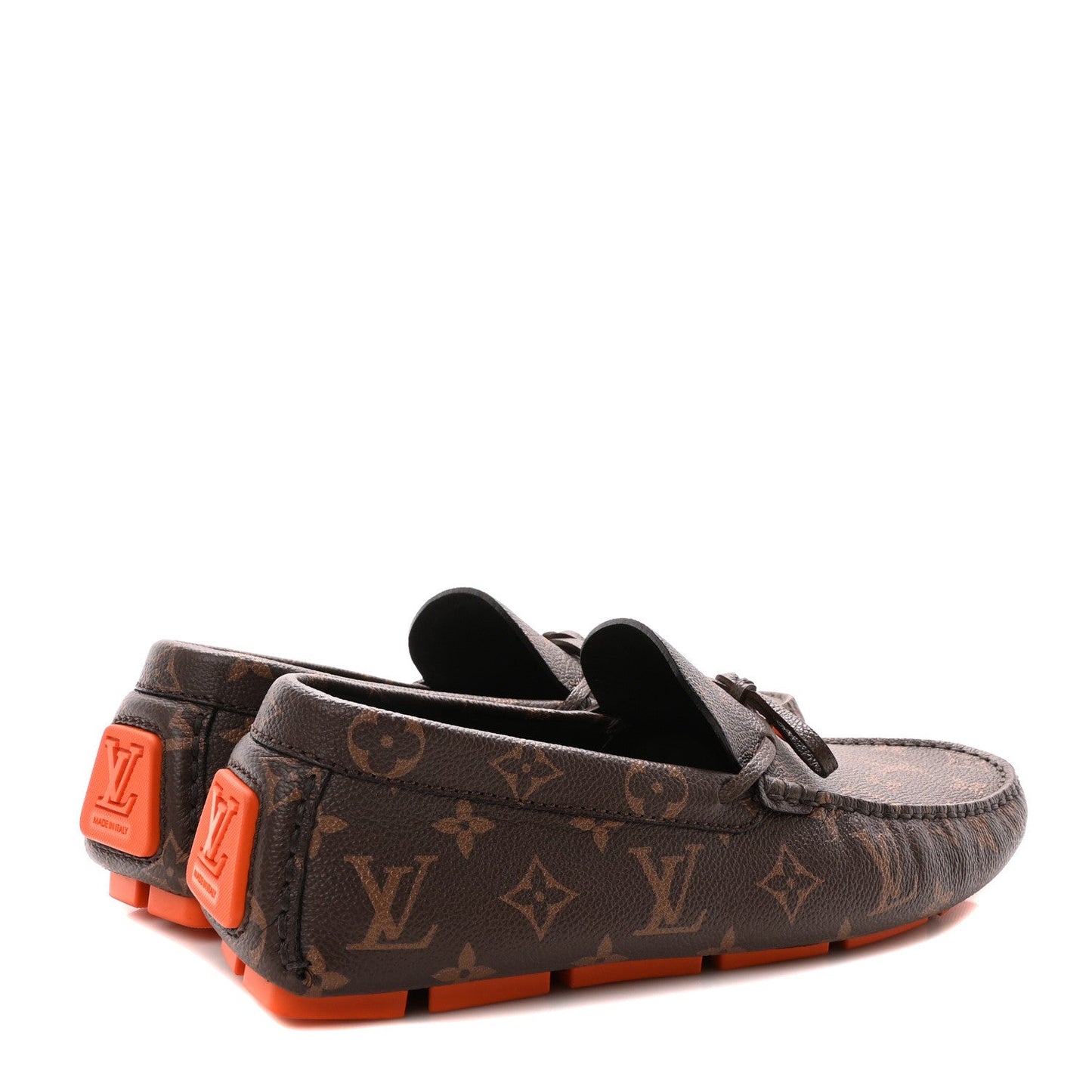 Louis Vuitton Monogram Macassar LV Driver Moccasin Loafers Orange