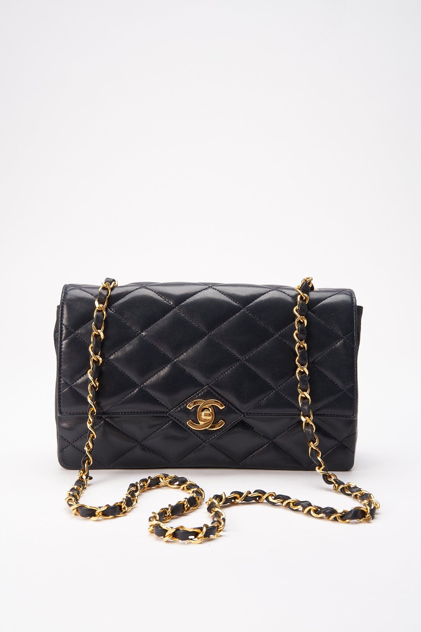Chanel Single Flap Crossbody with 24K Gold Plated Hardware - Navy