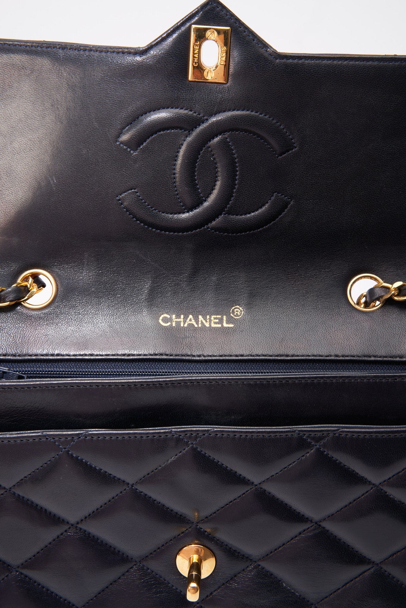 Chanel Single Flap Crossbody with 24K Gold Plated Hardware - Navy