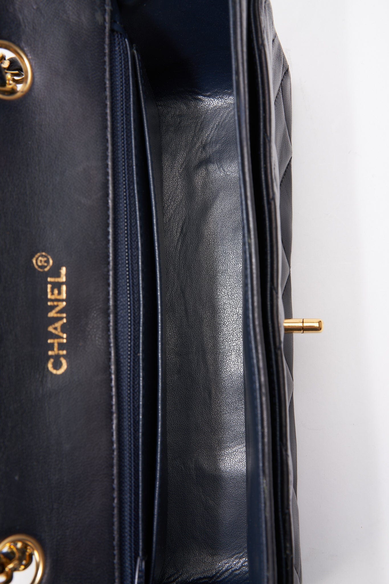 Chanel Single Flap Crossbody with 24K Gold Plated Hardware - Navy