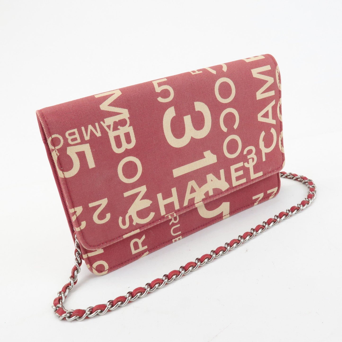 CHANEL By Sea Line Canvas Chain Shoulder Bag Red  d