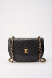 Chanel Black Half Moon Single Flap with 24k gold plated hardware