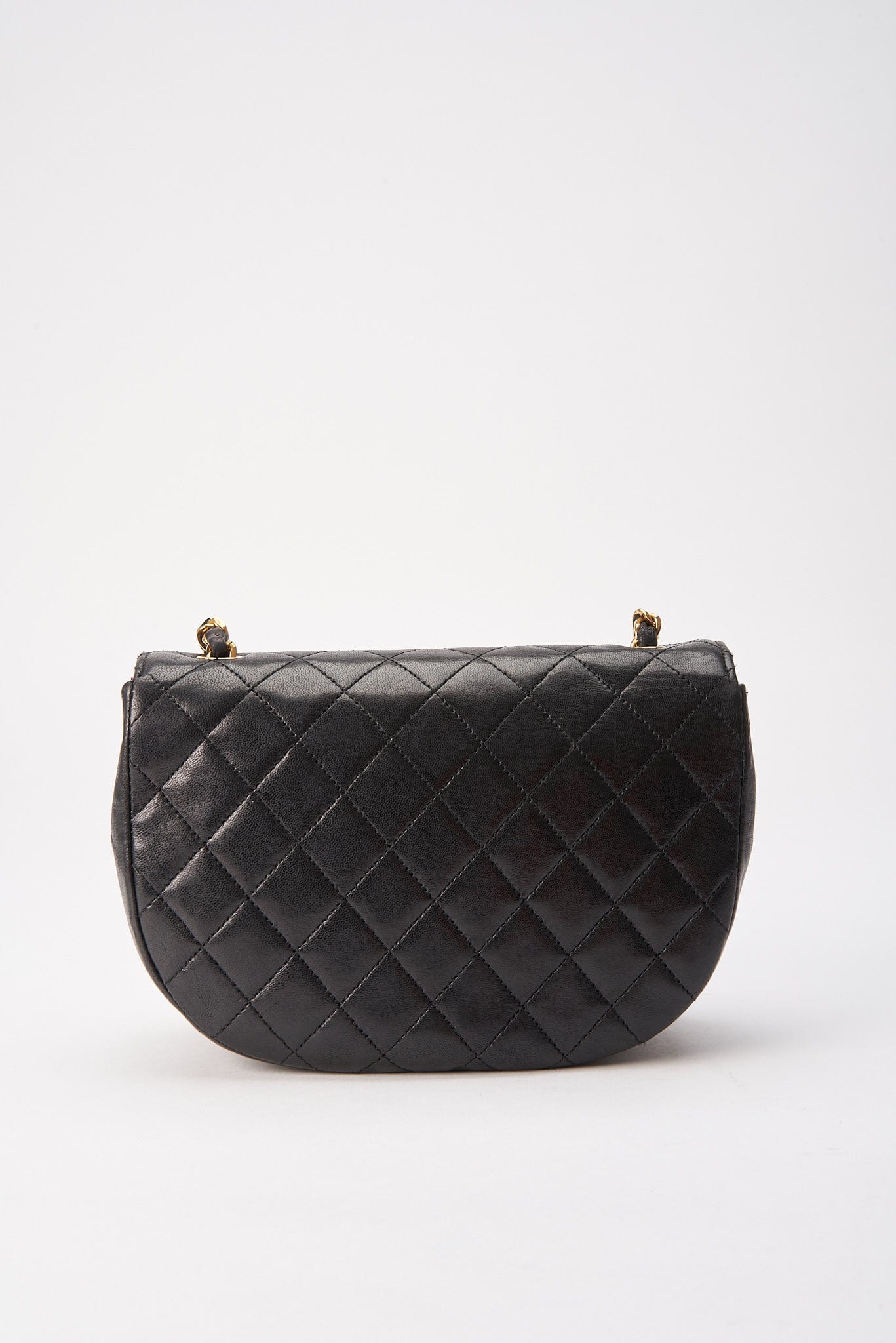 Chanel Black Half Moon Single Flap with 24k gold plated hardware