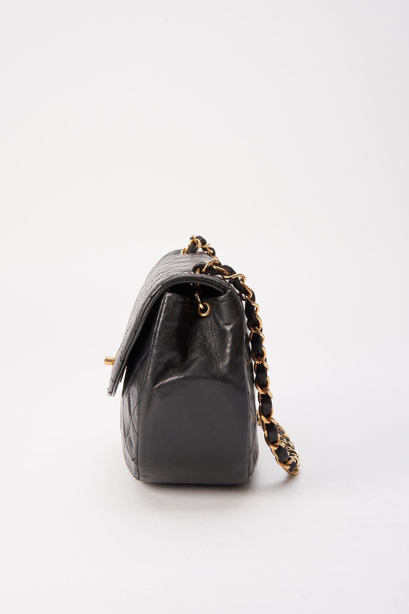 Chanel Black Half Moon Single Flap with 24k gold plated hardware