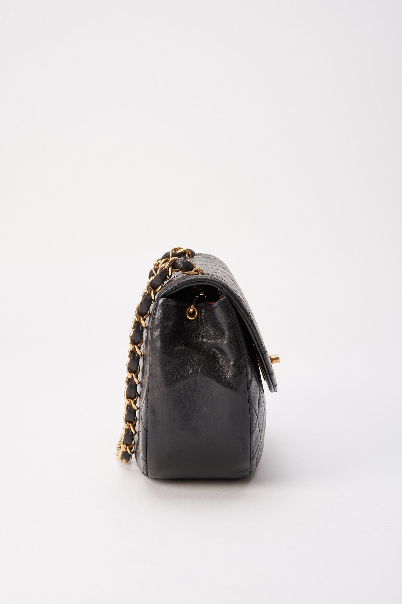 Chanel Black Half Moon Single Flap with 24k gold plated hardware