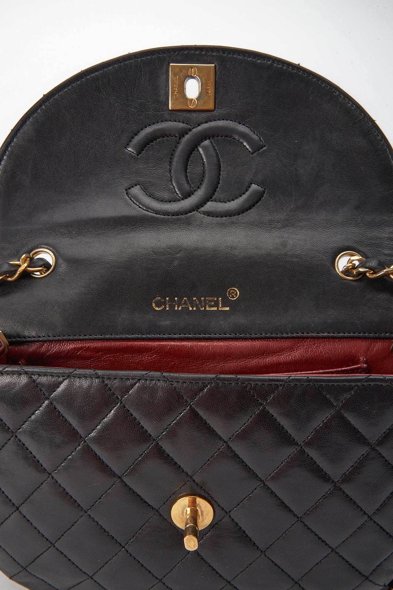 Chanel Black Half Moon Single Flap with 24k gold plated hardware