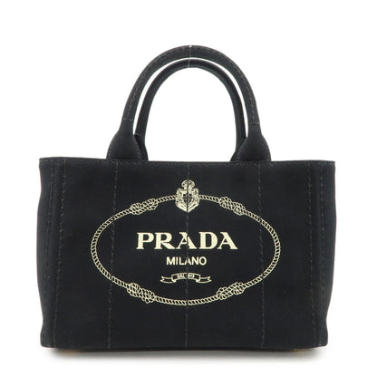 PRADA Canapa Mini Canvas 2Way Hand Bag Tote Bag Black 1BG439  d