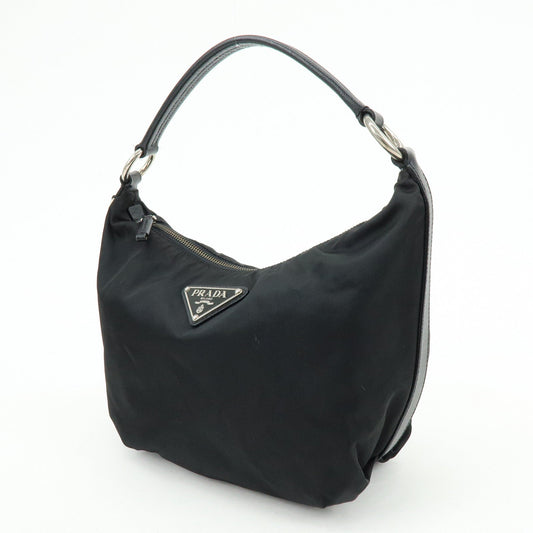 PRADA Triangle Logo Nylon Saffiano Leather Shoulder Bag BR3332