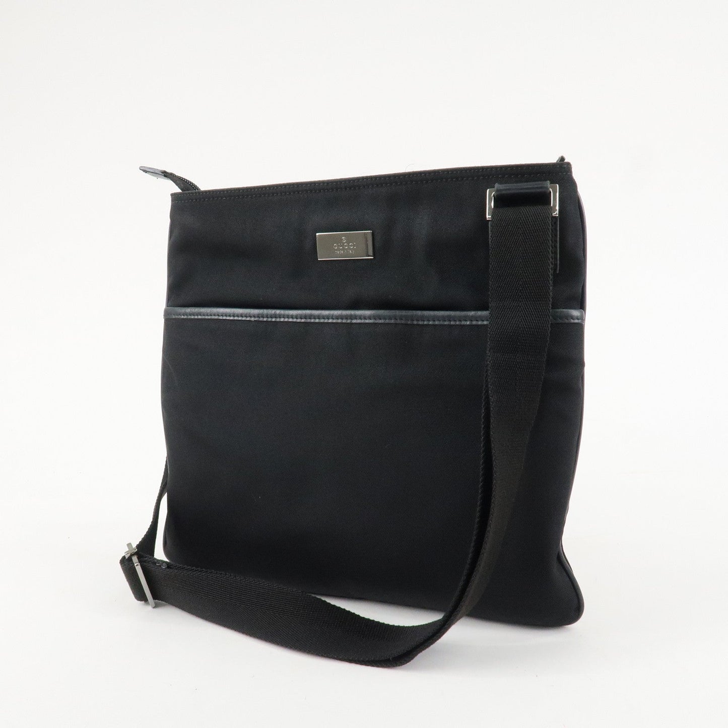GUCCI Leather Nylon Shoulder Bag Black 141626  d