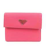 PRADA Triangle Logo Tessuto Nylon Mini Compact Wallet Neon Pink