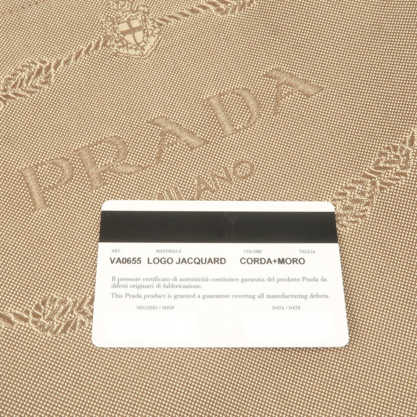 Prada Logo Jacquard Leather Shoulder Bag Beige Brown VA0655