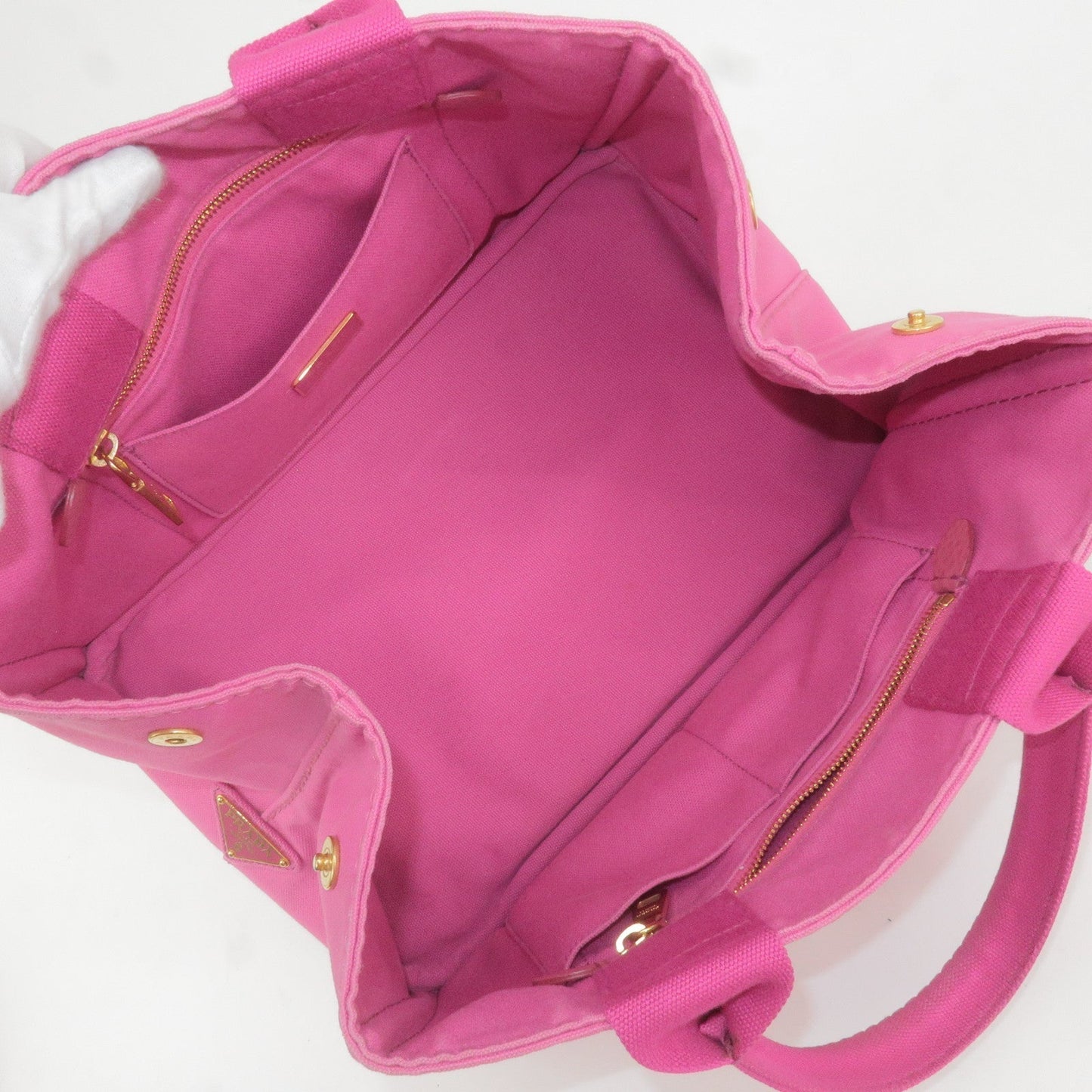 Prada Canapa Canvas Tote Bag Hand Bag Pink BN1877