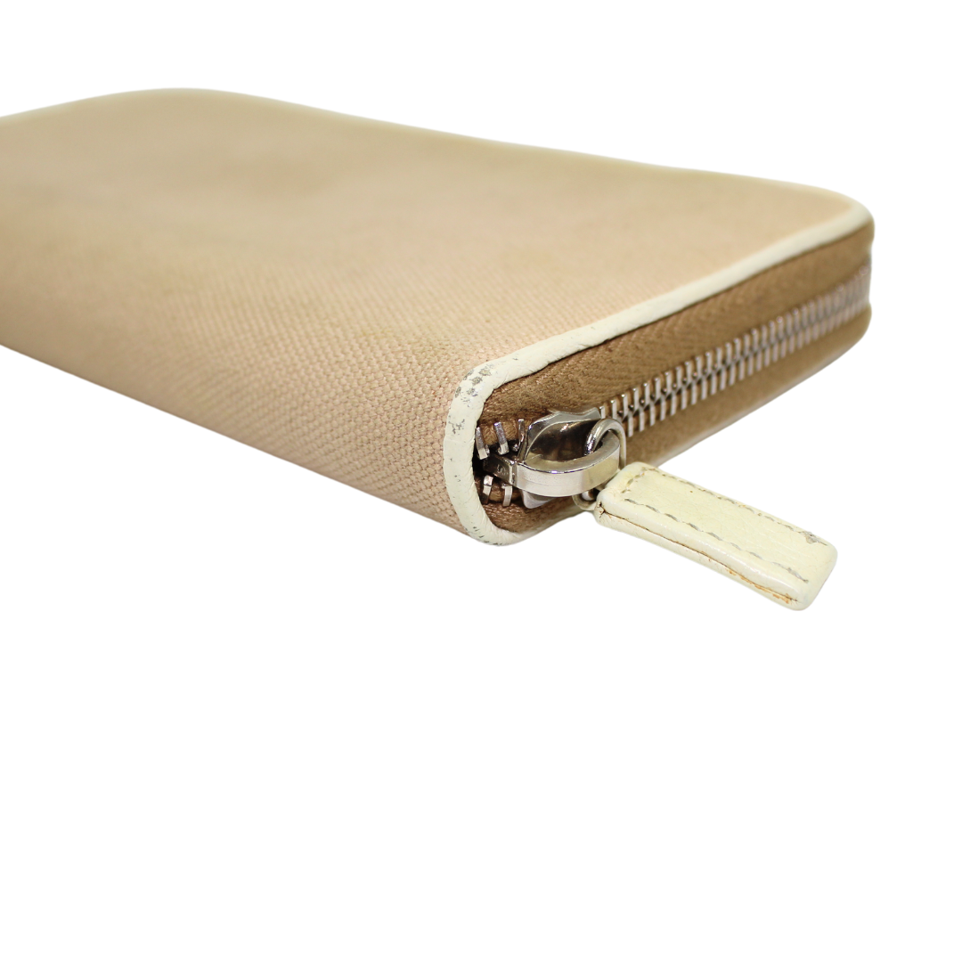 Prada   Logo Canvas Zip Around Wallet