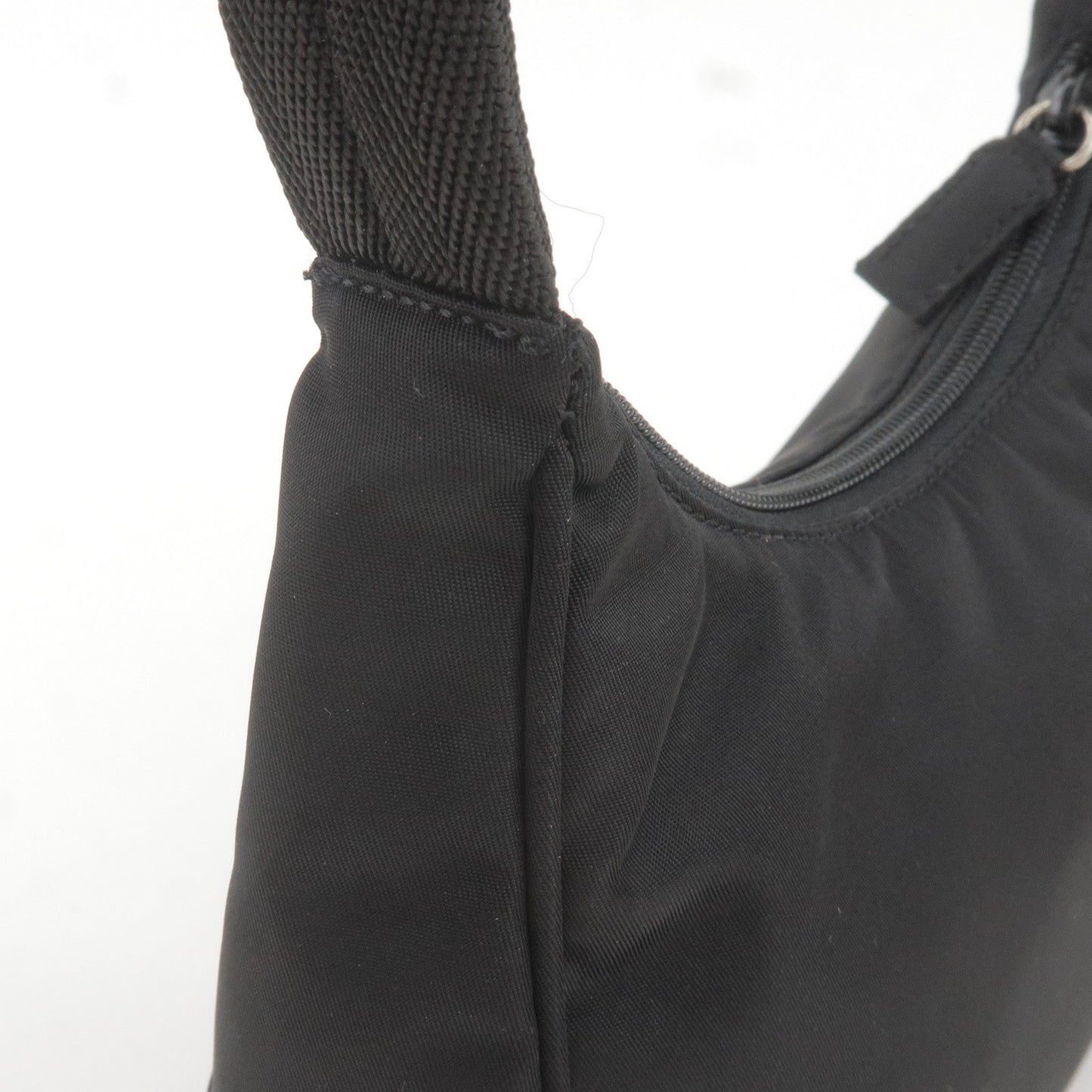 Prada Logo Nylon Hand Bag Pouch Purse NERO Black